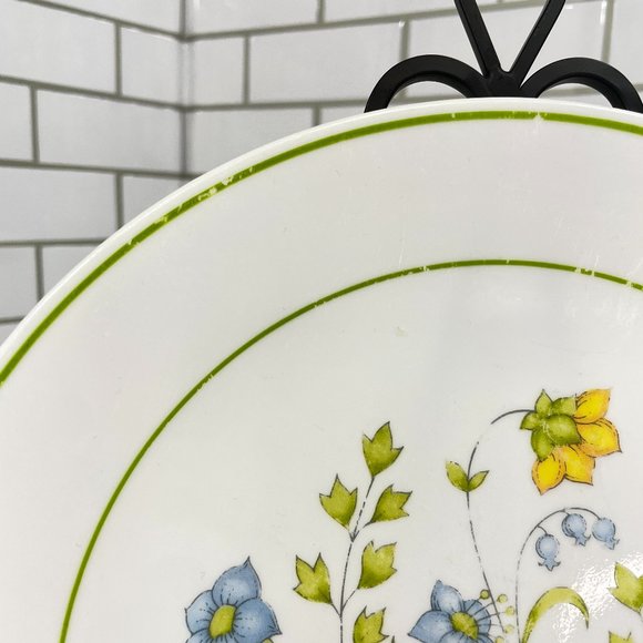 Vintage Corelle Meadow Dinner Plate Flowers Green Rim Circle Replacement 10.25" - Picture 3 of 5